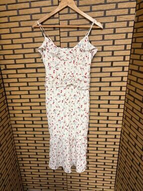 Sweet Pot White Floral Midi Dress Size 6